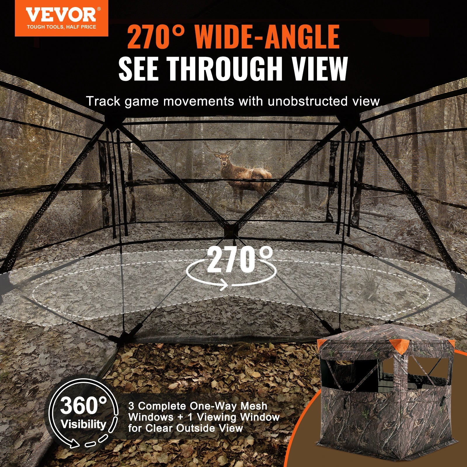 Hunting Blind  270° See Through Ground Blind 1-2 Person for Hunting