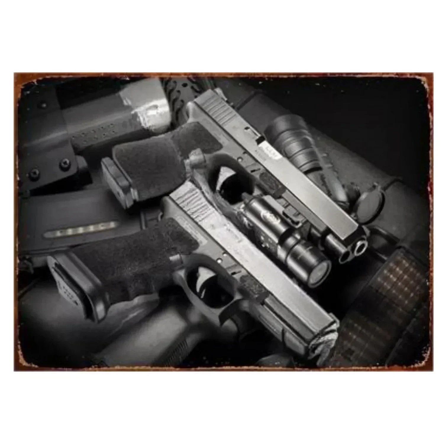 2D Metal Decor Exquisitely Designed Pisto Embodying Military Sophistication, T