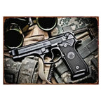 2D Metal Decor Exquisitely Designed Pisto Embodying Military Sophistication, T
