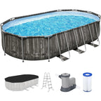 20’ x 12’ x 48” Above Ground Pool, Oval Metal Frame Outdoor Swimming Pool Set with Filter Pump, Ladder, and Cover