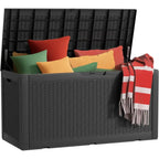 UV-Resistant 100 Gallon Outdoor Storage Box for Deck, Patio, and Pool (Black)