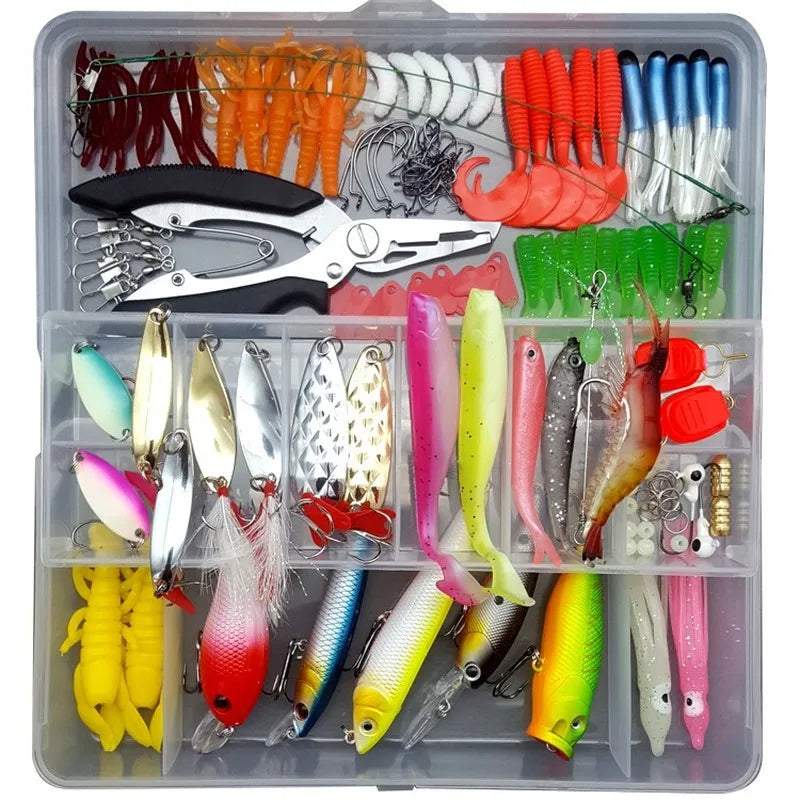 Kit Fishing Lures Set Hard Artificial Wobblers Metal Jig Spoons Soft Lure Fishing