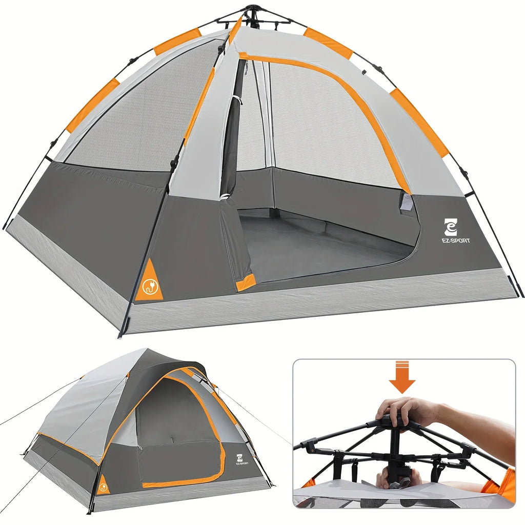 Pop Up Camping Tent - 4 Person Instant Easy Set Up Tent with Removable Rain Fly,