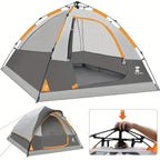 Pop Up Camping Tent - 4 Person Instant Easy Set Up Tent with Removable Rain Fly,