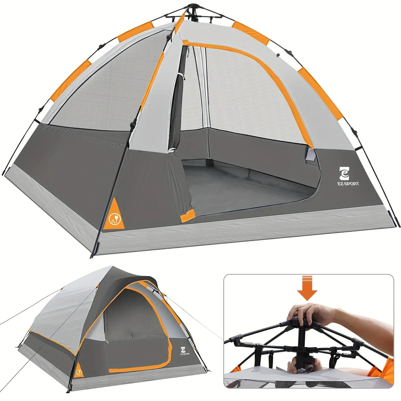 Pop Up Camping Tent - 4 Person Instant Easy Set Up Tent with Removable Rain Fly,
