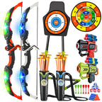 2X Bow Arrow + Guns Toy For Kids Night-Light Archery Stand