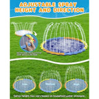Splash Pad for and kids Dogs 124in Non-Slip Sprinkler Mat