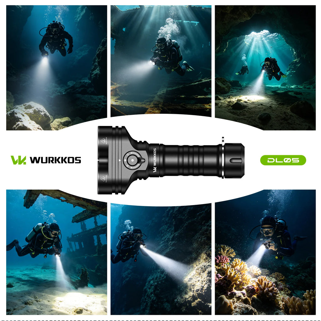 Diving Flashlight, 6000 Lumens, Rechargeable 26800 Battery, Magnetic Switch,