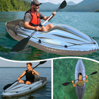 Inflatable Kayak Fishing Boat 1 Person Adult Blue Canoe, with Paddles,