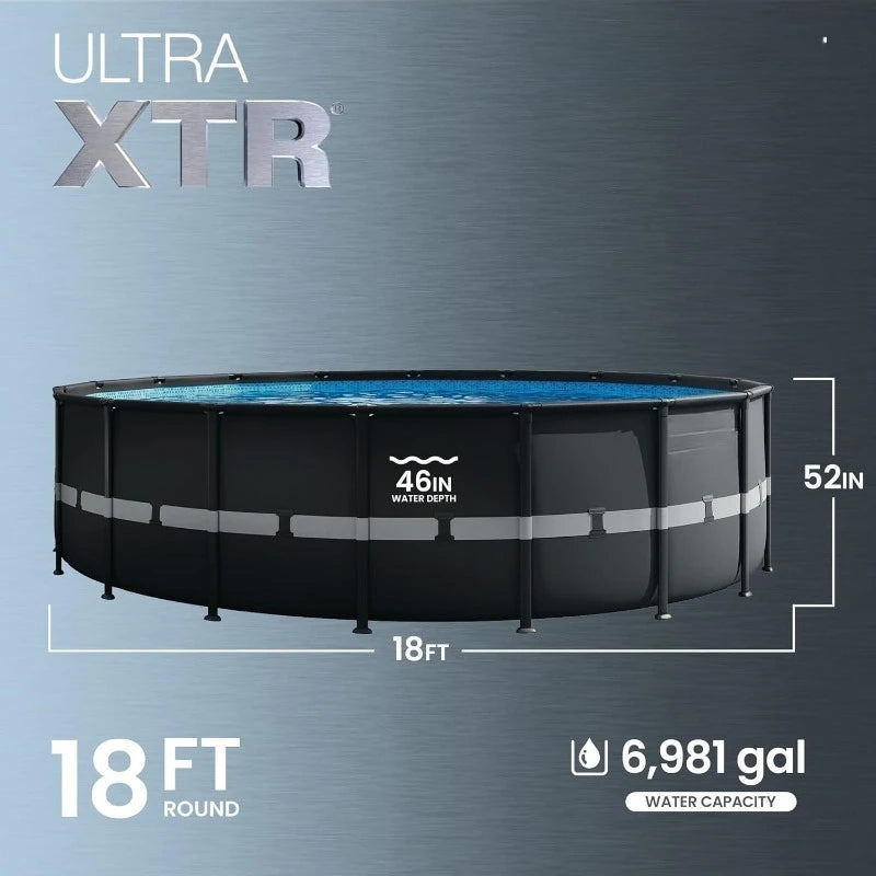 18ft x 52in Above Ground Swimming Pool Set with Sand Filter Pump and Deluxe Vacuum Cleaner