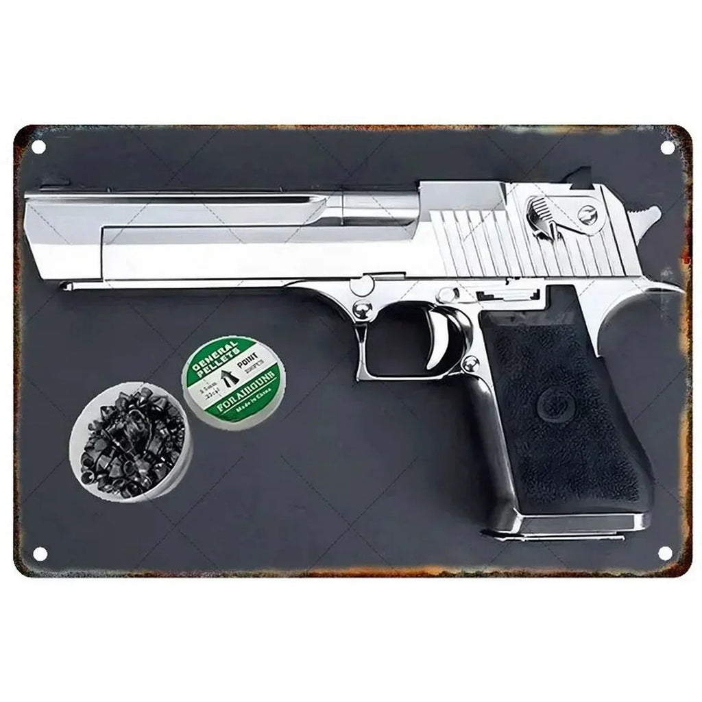 2D Metal Decor Exquisitely Designed Pisto Embodying Military Sophistication, T