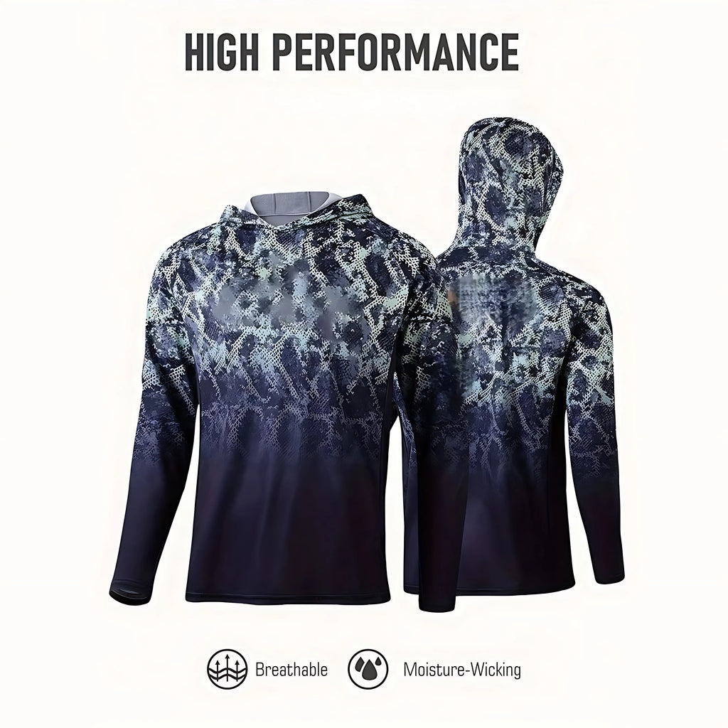 Fishing Shirt Hooded Men Fishing Clothes Outdoor Summer Mask Hoodie