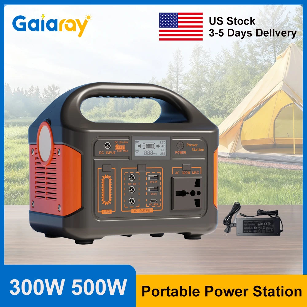 500W 300W Portable Power Station AC 110V  For Camping Home Emergency