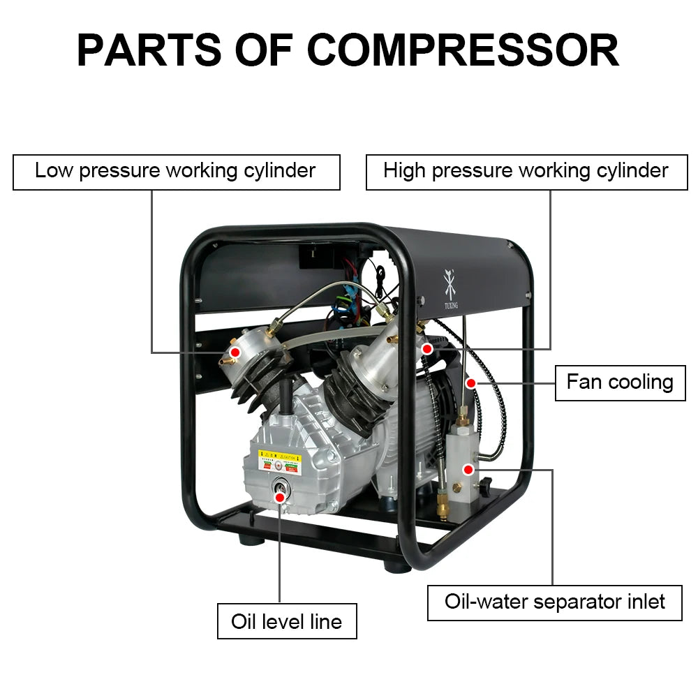 4500Psi PCP Air Compressor High Pressure Auto Stop Air Compressor for Scuba Diving