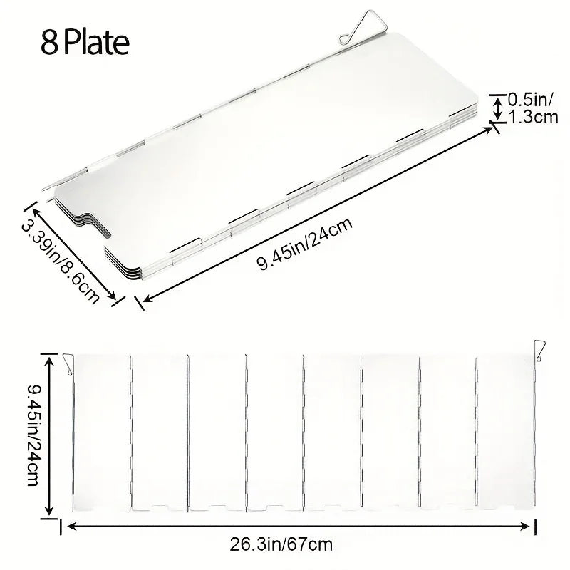 Portable Folding Metal Wind Shield for Outdoor Cooking - Adjustable Angle for Camping, Picnic & Grill