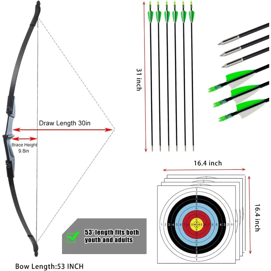 Archery Bow and Arrow Adult - Takedown Recurve Bows Archery Set for Adults