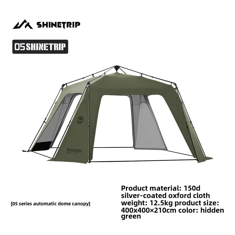 ShineTrip Oversized Dome Tent Quick Setup Tent Waterproof Sunproof Silver Coated Canopy Camping Auto Dome 05 Series Camping Tent