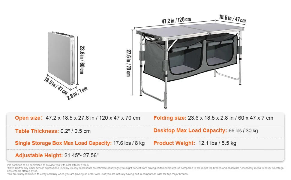 Quick set-up Folding Camping Table