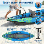 2 Person Inflatable Kayak Portable Fishing Touring Boat Heavy Duty Canoe