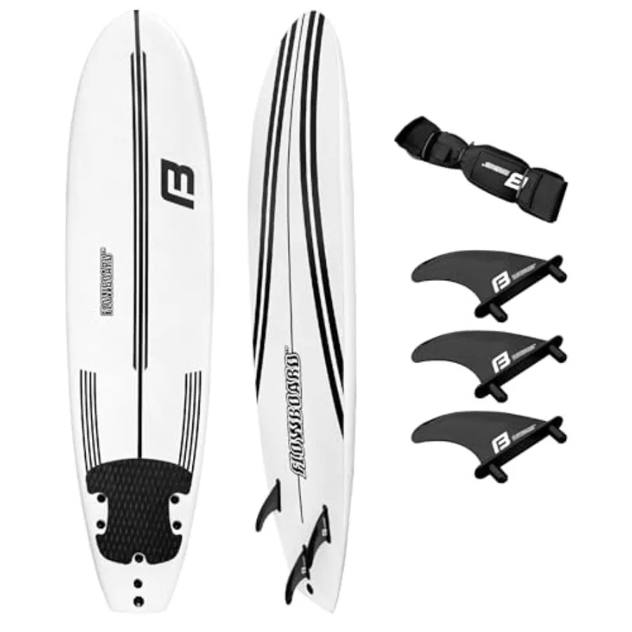 FLOWBOARD Softboard Foam Surfboard with 3 Fins 6' Foot Leash
