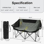 Double Camping Chair, 2 Person Oversized Loveseat for Adults,