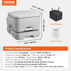 Portable Toilet for Camping Push-Button Pressurized Flush
