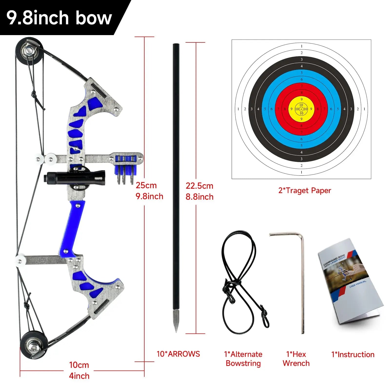 Mini Archery Bow Set 9.8" Mini Compound Bow