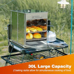 Lineslife Foldable Camping Oven 2 Tier Grill PortablelPropane Wood Camping Stove