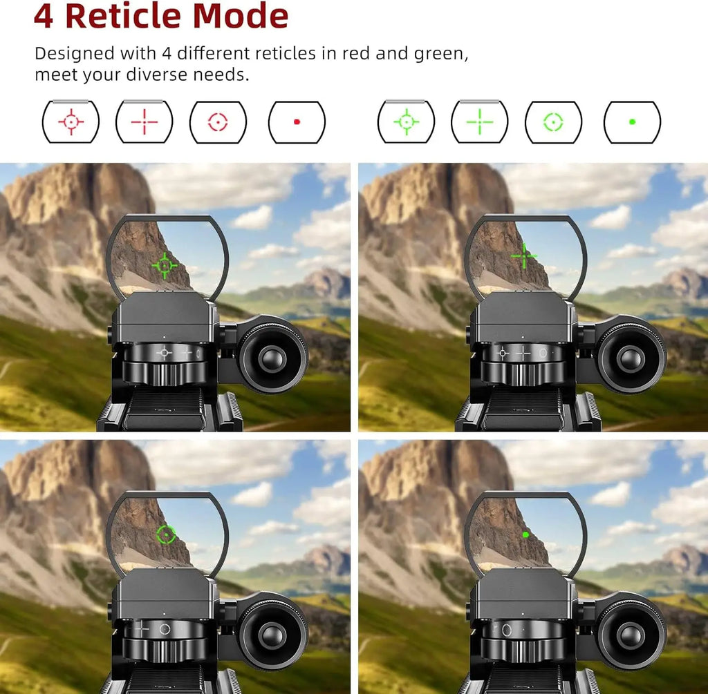 1X22X33 Reflex Sight Red Dot Sight Red Green 4 Reticle Optics with laser