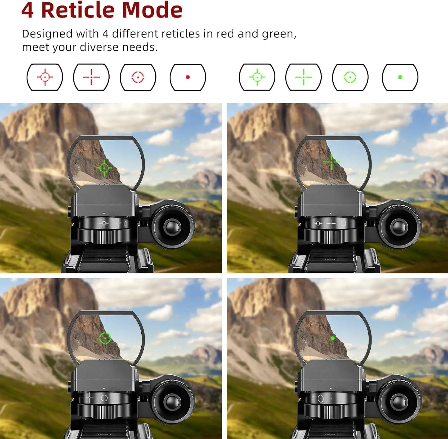 1X22X33 Reflex Sight Red Dot Sight Red Green 4 Reticle Optics with laser