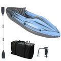 Inflatable Kayak Fishing Boat 1 Person Adult Blue Canoe, with Paddles,