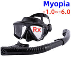 Snorkel Set Diving Mask Nearsighted Swimming Goggles Short Sighted