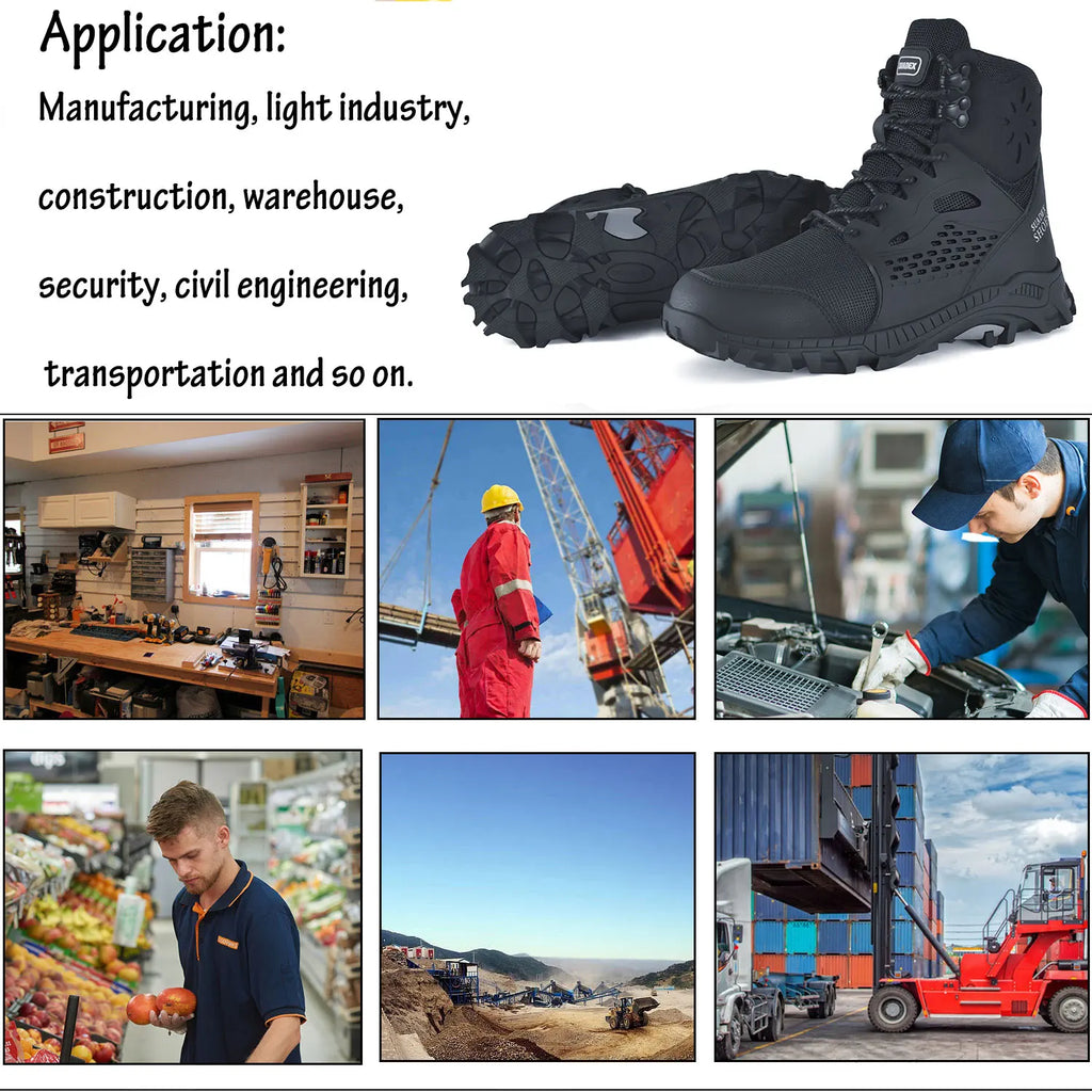 Safety Boots Men Work Shoes Anti-Smashing Steel Toe Work Safety Shoes
