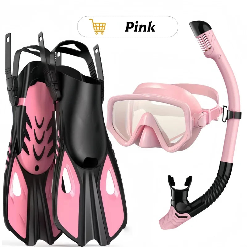 Mask Fin Snorkel Set Snorkel Gear for Adult Panoram Mask Adjustable Dive Flipper  Snorkel