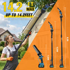XYSD 2-in-1Cordless Pole Saw&Mini Chainsaw,6"&8"Electric Tree Trimmer with Extension Pole, Handheld Chain Saw for Branch Cutting