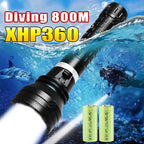 10000LM Powerful XHP360 Diving Flashlight  High Power LED Flashlights