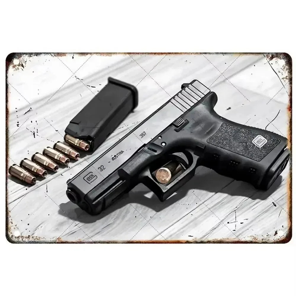 2D Metal Decor Exquisitely Designed Pisto Embodying Military Sophistication, T
