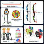 2X Bow Arrow + Guns Toy For Kids Night-Light Archery Stand