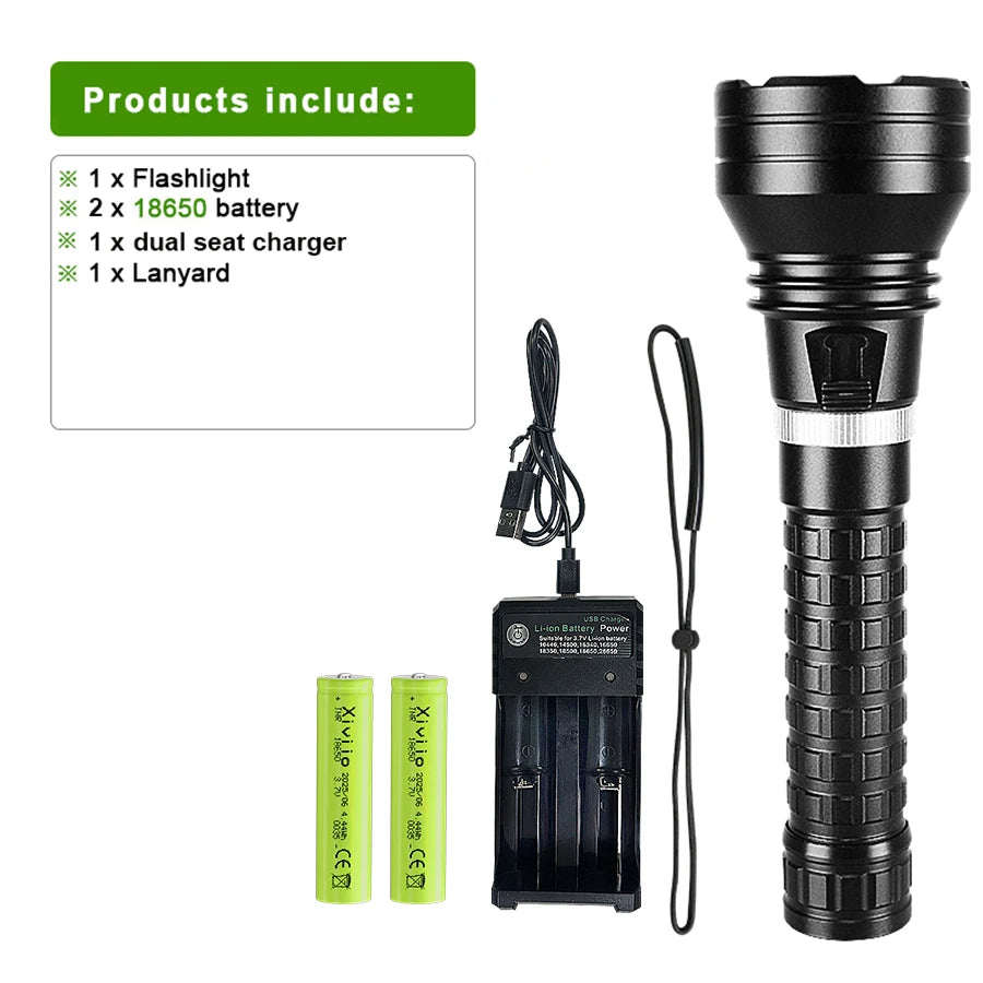 10000LM Powerful XHP360 Diving Flashlight  High Power LED Flashlights