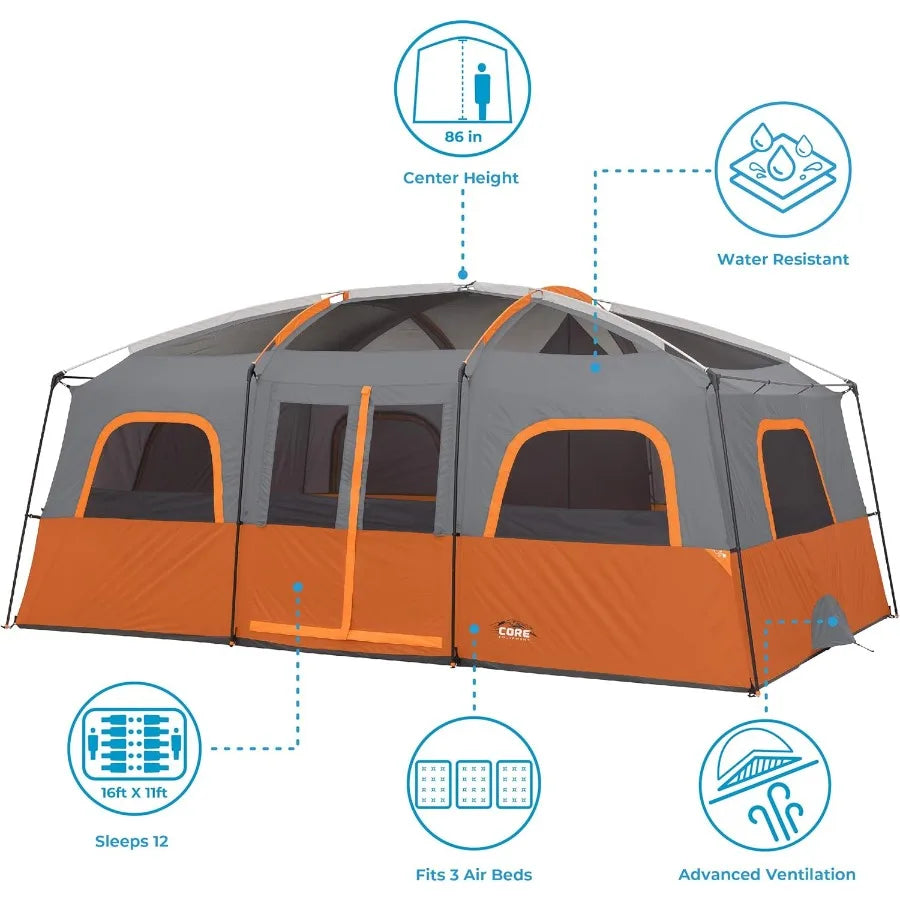Large Multi Room Cabin Tent for Family Camping: Suitable for 10 to 12 People