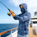 Long-sleeved T-shirt for Men - Sunscreen Hooded Jacket - Protective Face Mask - One-piece Long-sleeved Jacket