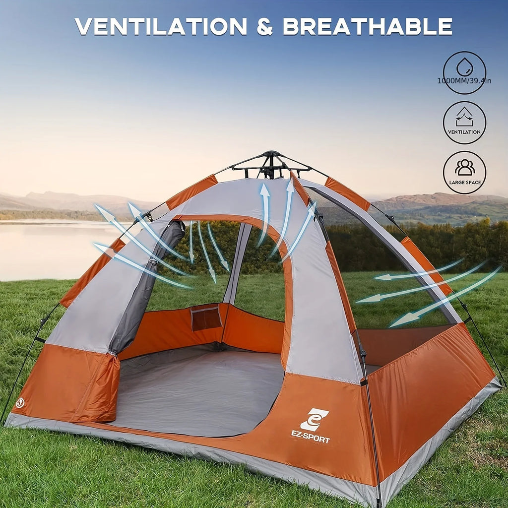 Pop Up Camping Tent - 4 Person Instant Easy Set Up Tent with Removable Rain Fly,