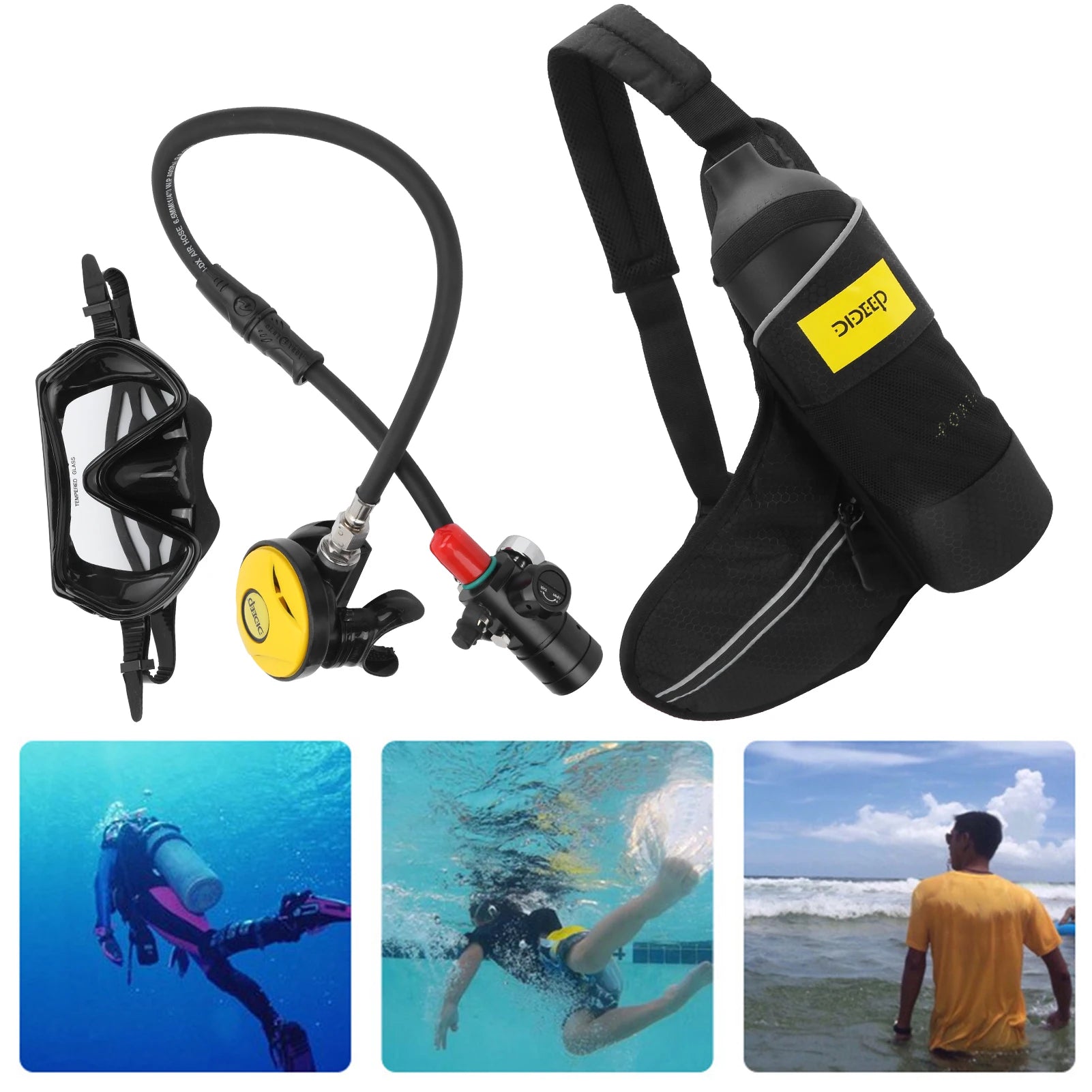Diving Set with Breather/Relief Valve//Strap/Diving Goggles Oxygen