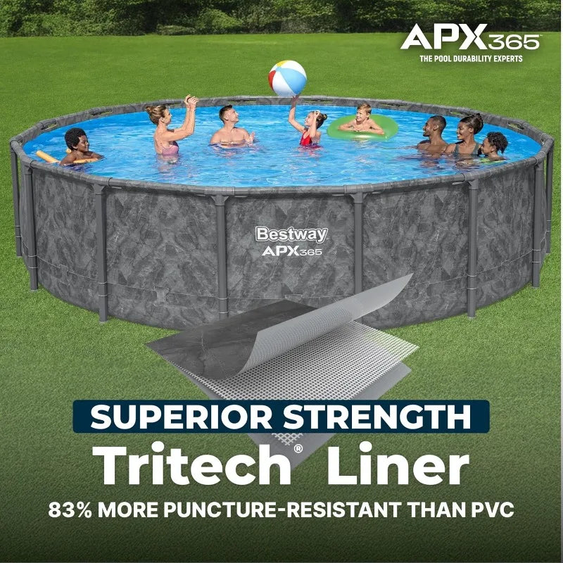 16' x 48" Above Ground Pool, Round Metal Frame Pool Set with Sand Filter