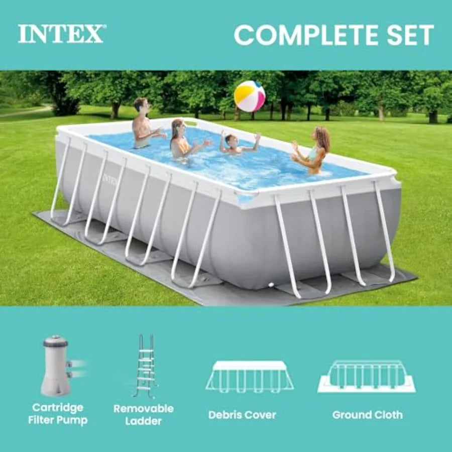 16ft x 8ft x 42in Rectangular Above Ground Swimming Pool Set with Prism Frame and 1000 GPH Cartridge Filter Pump - Premium Stee