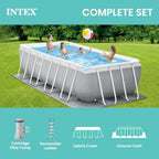16ft x 8ft x 42in Rectangular Above Ground Swimming Pool Set with Prism Frame and 1000 GPH Cartridge Filter Pump - Premium Stee