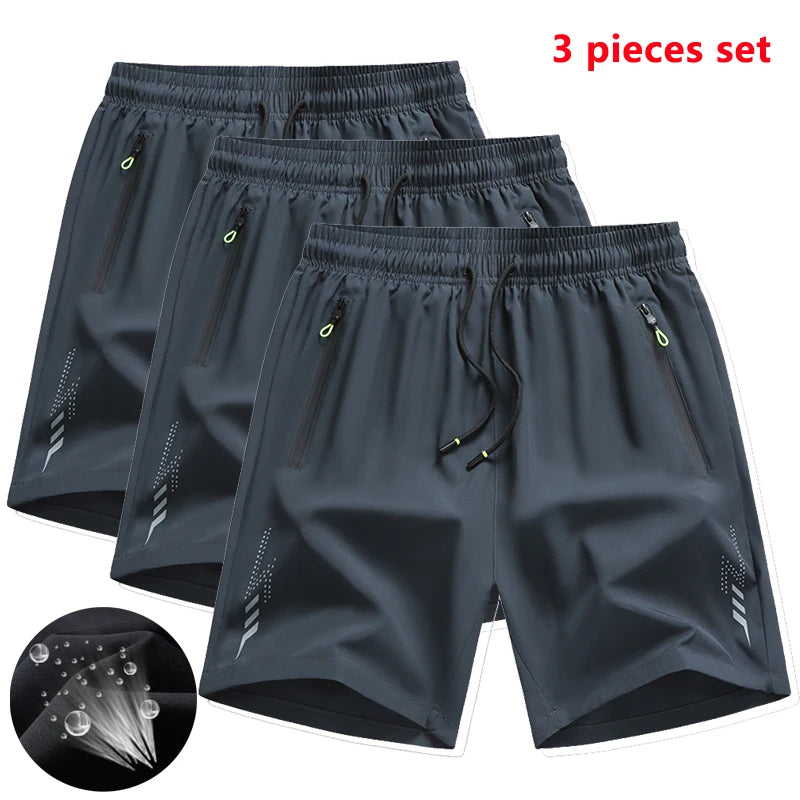 3 Pieces New Running Shorts Men Gym Sports  Quick Dry Workout Training Fitness Jogging Shorts