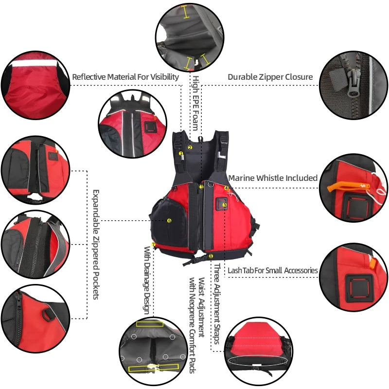 Life Vest for Youths Adults, Lifejackets Canoeing Canoe Kayaking