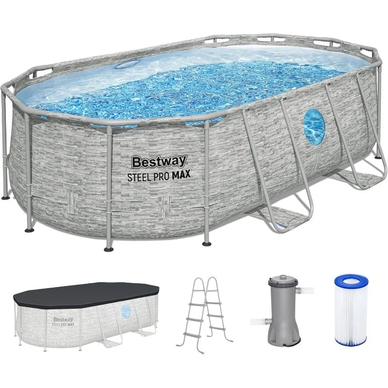 Bestway Power Steel Swim Vista 14’ x 8'2" x 39.5” Above Ground Pool,