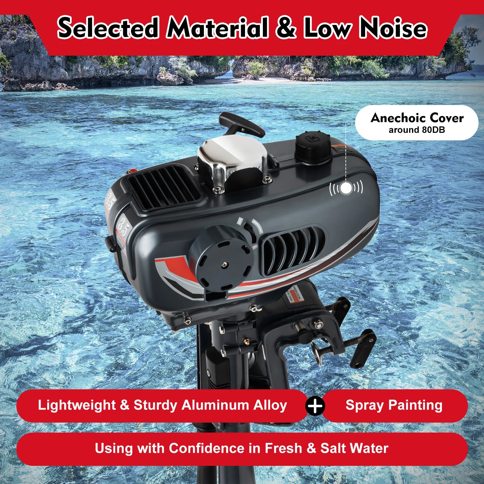 Portable 3.5HP Gasoline Outboard Motor with Adjustable Tilt and Anti-Vortex Plate for Smooth and Safe Boating